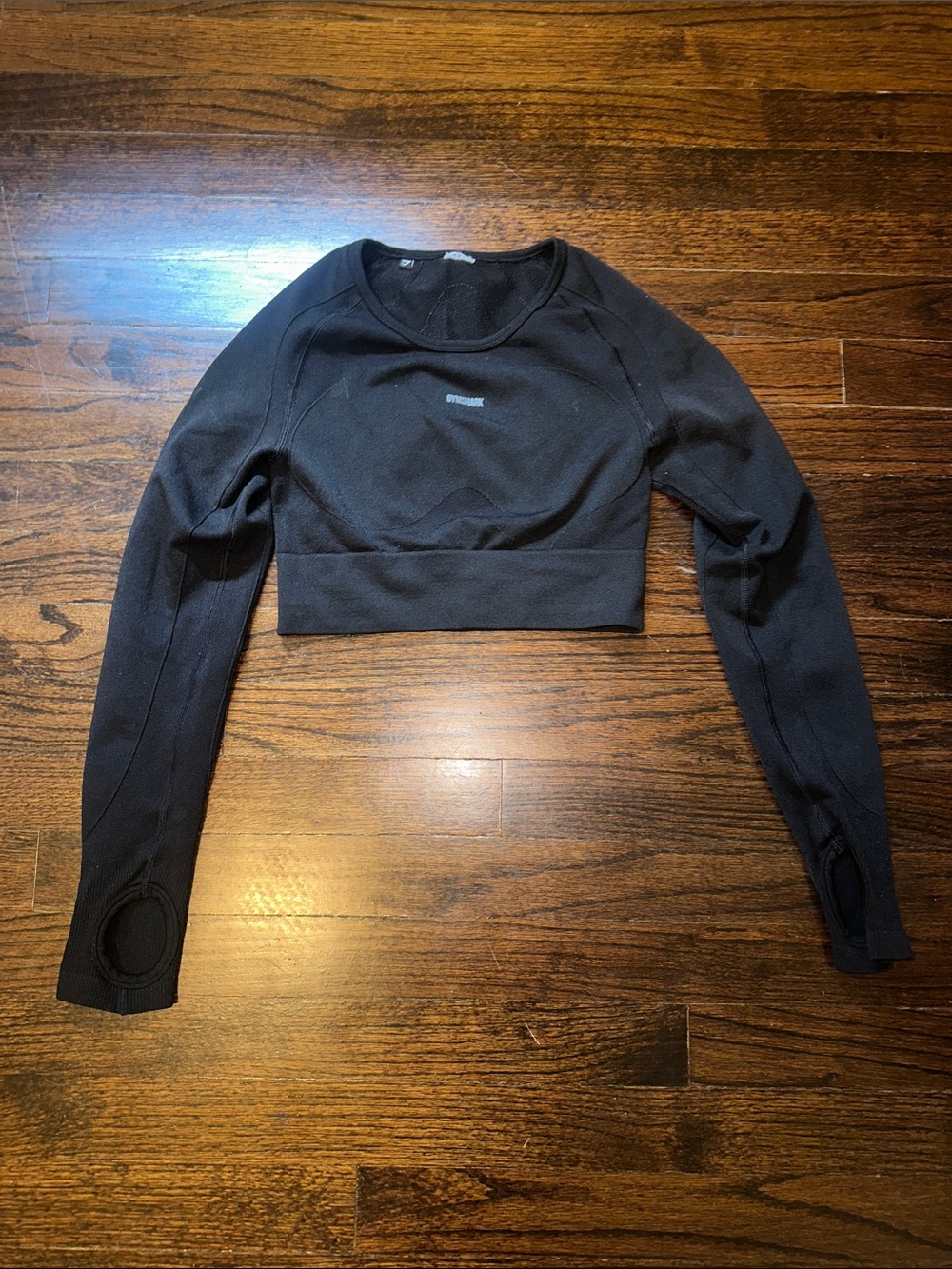 Gymshark Black Long-Sleeve Cropped Workout Top